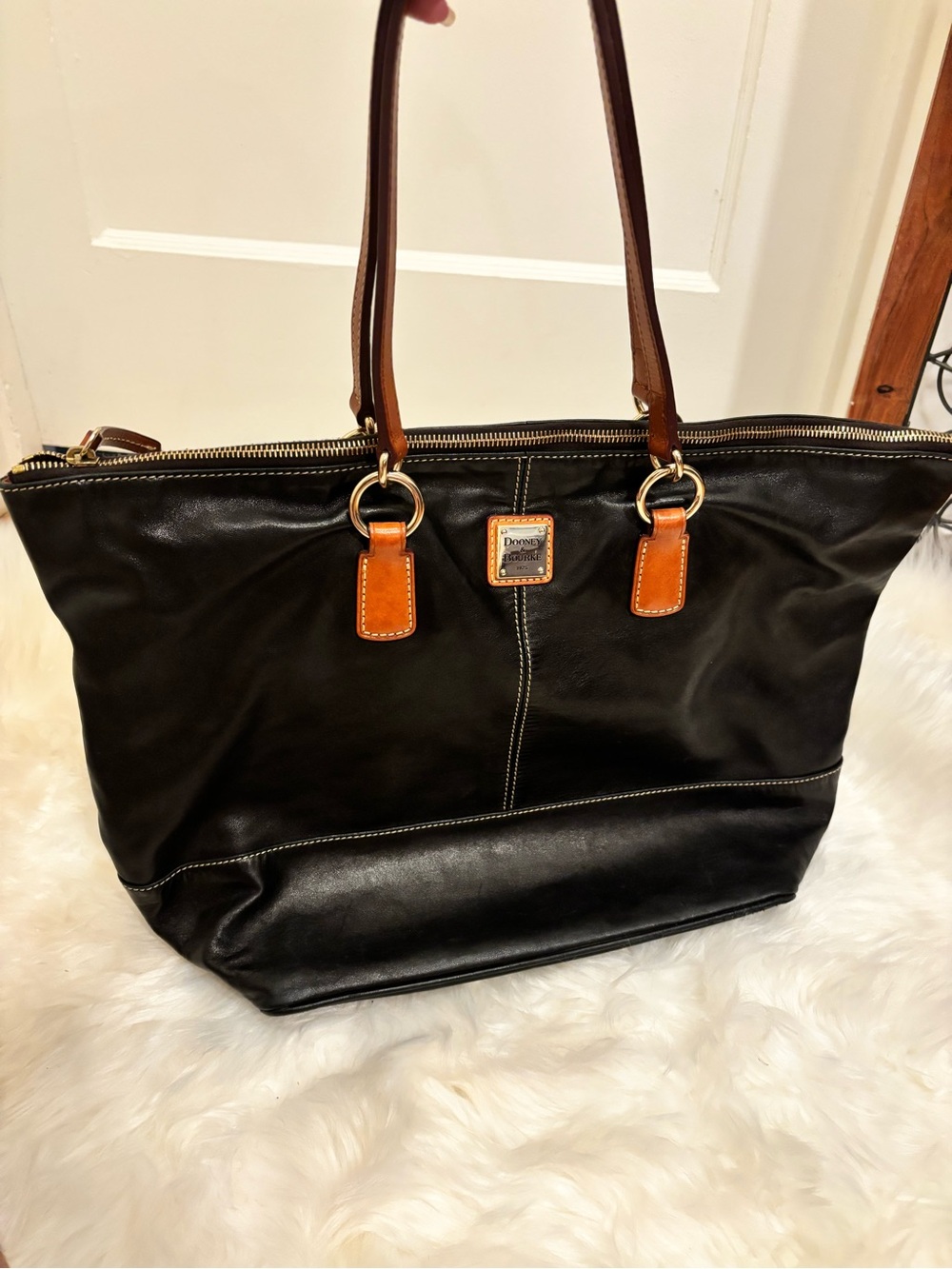Large Dooney & Bourke Black Leather Tote